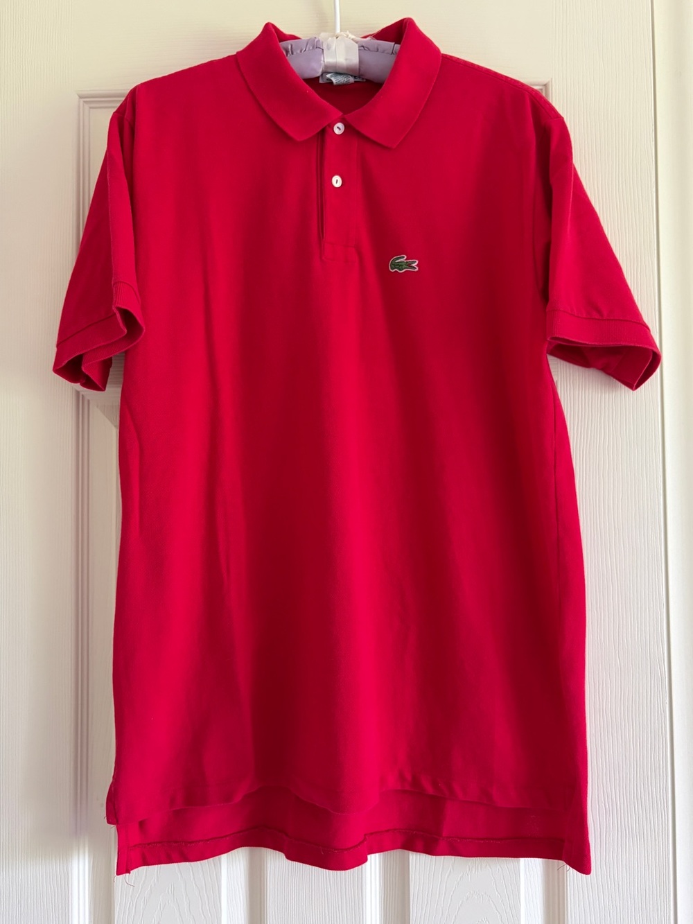 Lacoste Bright Red Men's Polo with Signature Croc Size Large